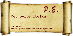 Petrovits Etelka névjegykártya