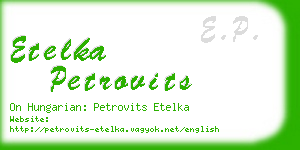 etelka petrovits business card